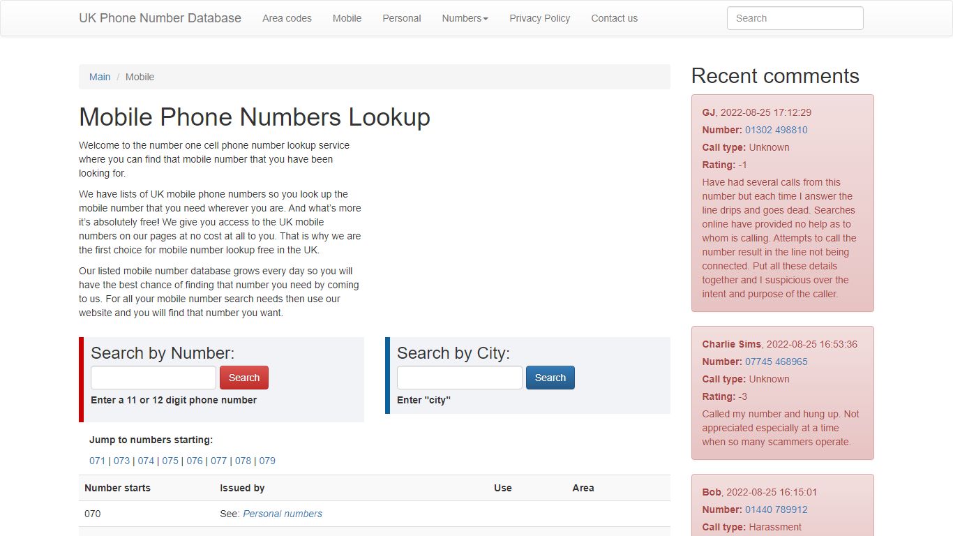 Reverse cell phone lookup free | Mobile phone number search - UK area codes